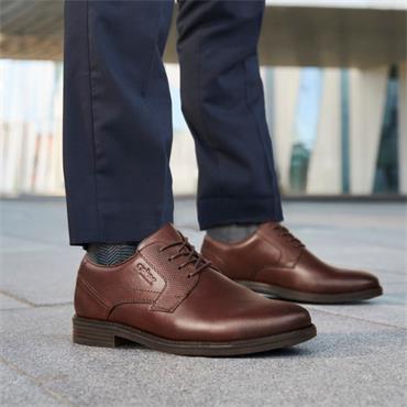 Rieker Laced Plain Toe Shoe - Dark Brown Leather